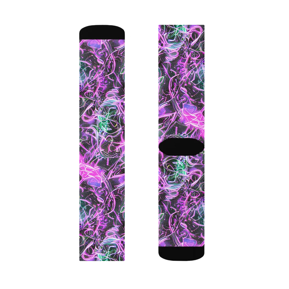 Magenta Maze on Socks — Left Sock