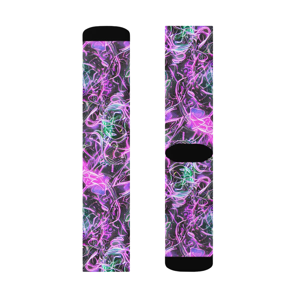 Magenta Maze on Socks — Right Sock