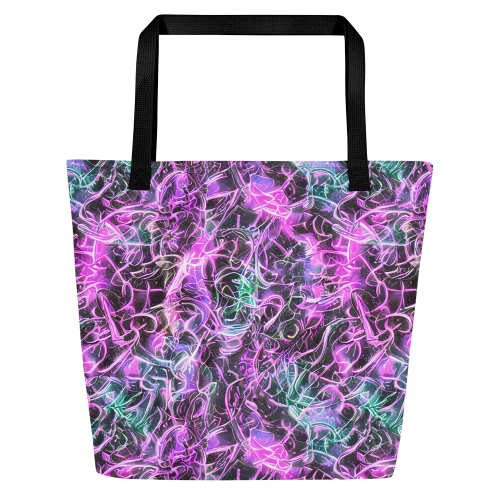 Magenta Maze on Large Tote Bag W/ Pocket — Front