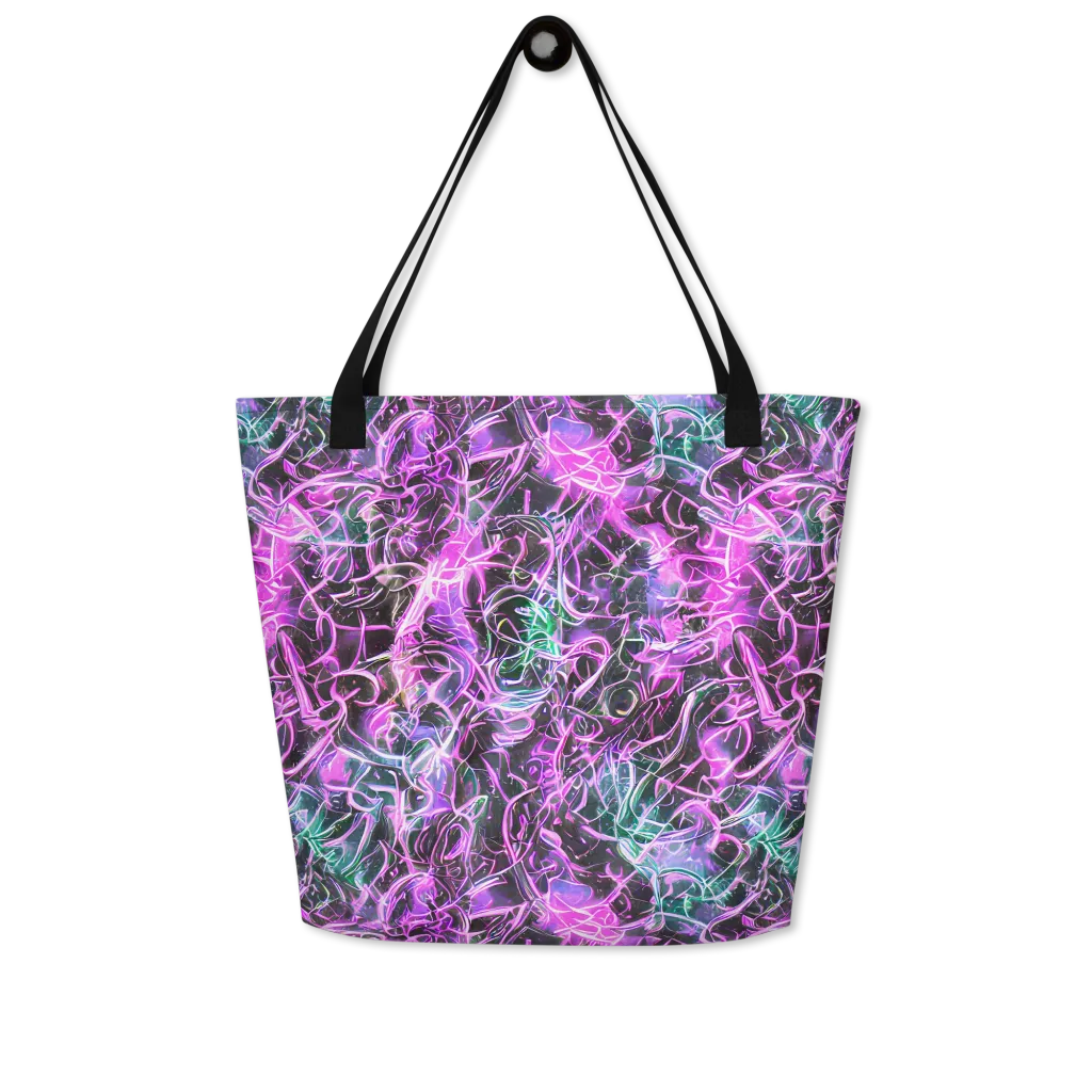 Magenta Maze on Large Tote Bag W/ Pocket — Front