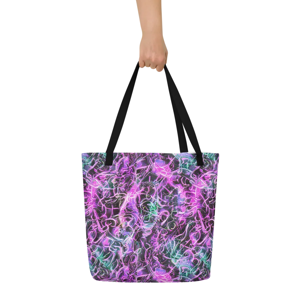Magenta Maze on Large Tote Bag W/ Pocket — Front