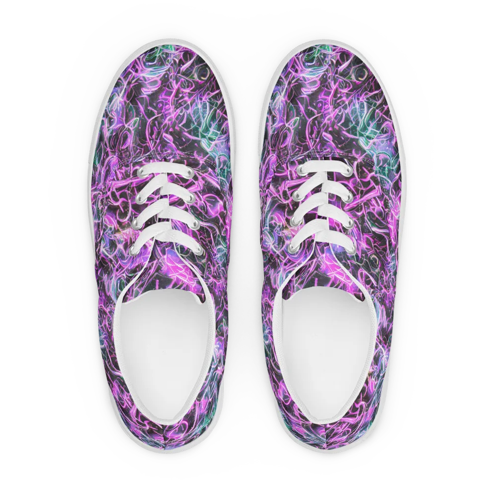 Magenta Maze on Men's Lace-Up Canvas Shoes — Front