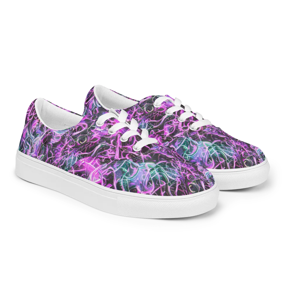Magenta Maze on Men's Lace-Up Canvas Shoes — Right Front