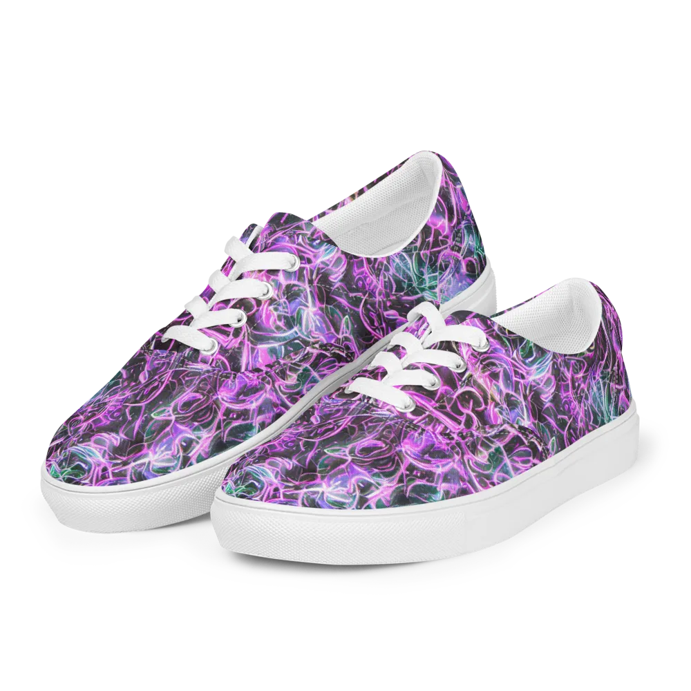 Magenta Maze on Men's Lace-Up Canvas Shoes — Left Front