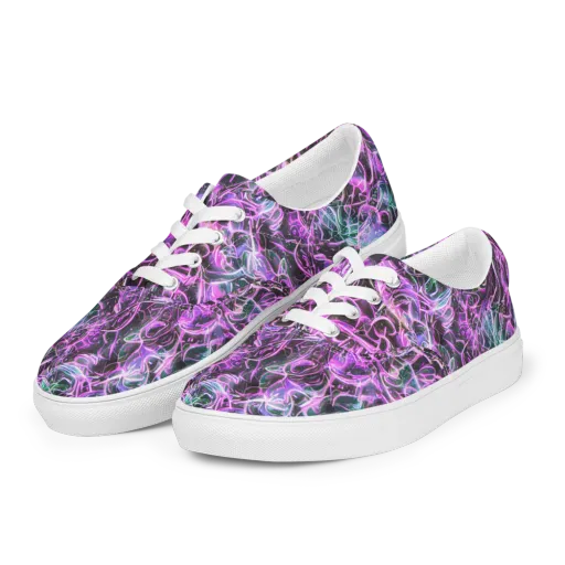 Magenta Maze on a Men's Lace-Up Canvas Shoes