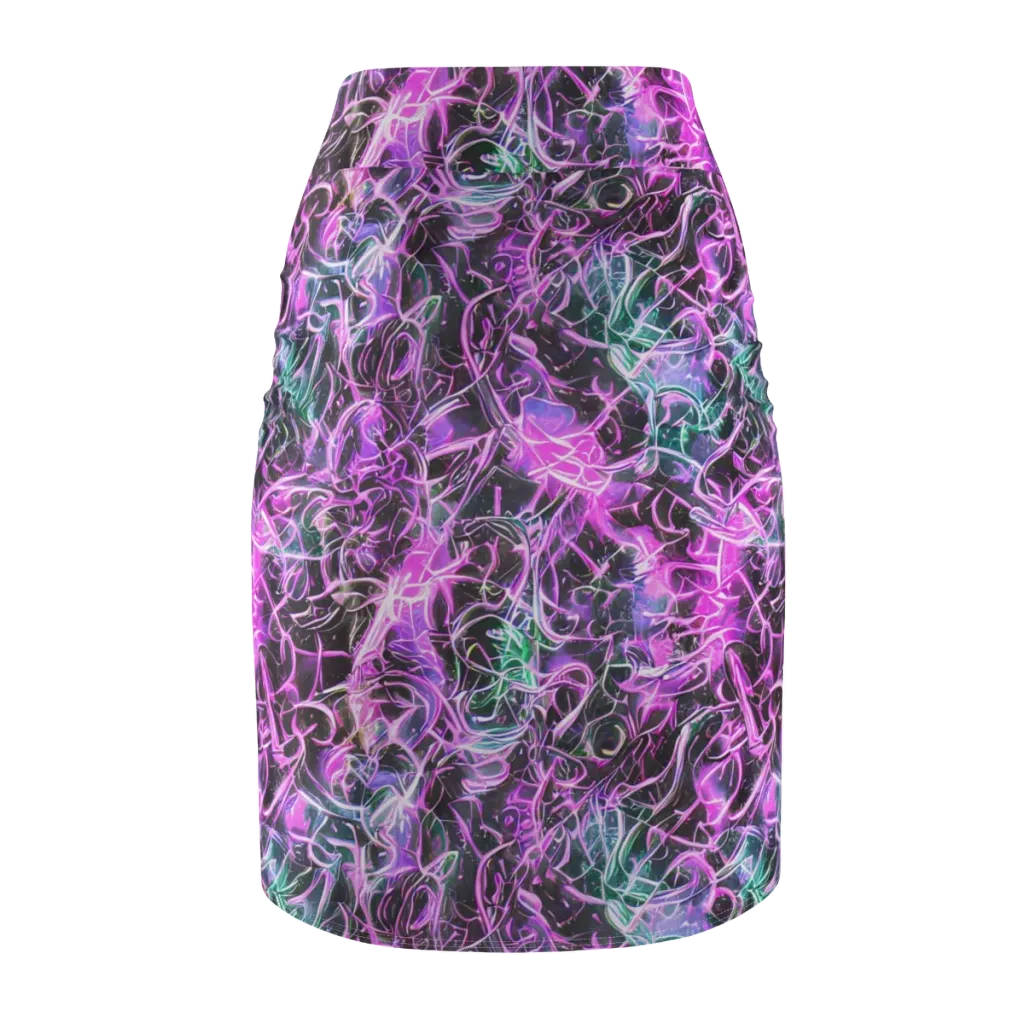 Magenta Maze on Pencil Skirt — Back