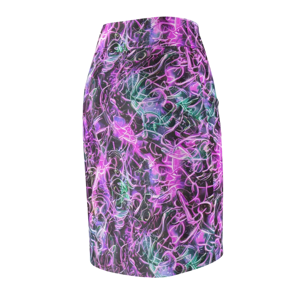 Magenta Maze on Pencil Skirt — Back Side
