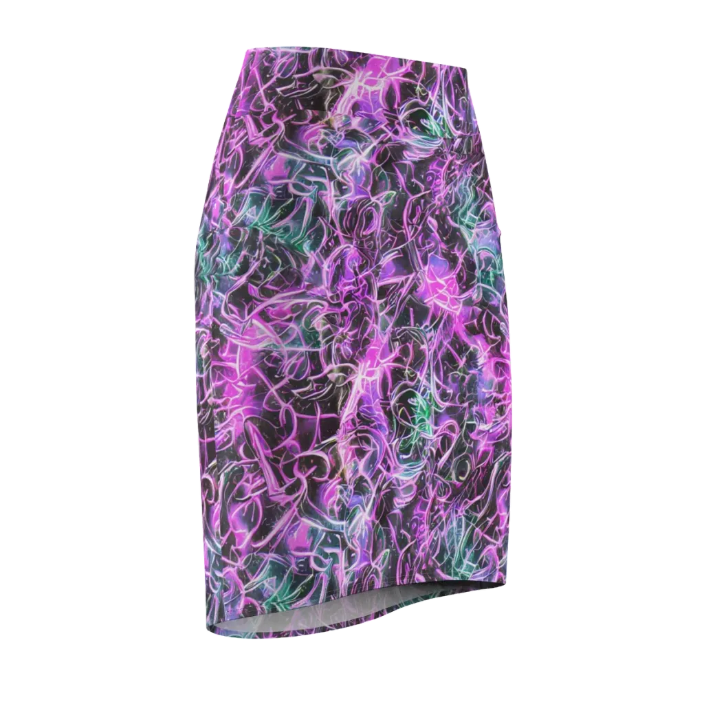 Magenta Maze on Pencil Skirt — Front Side