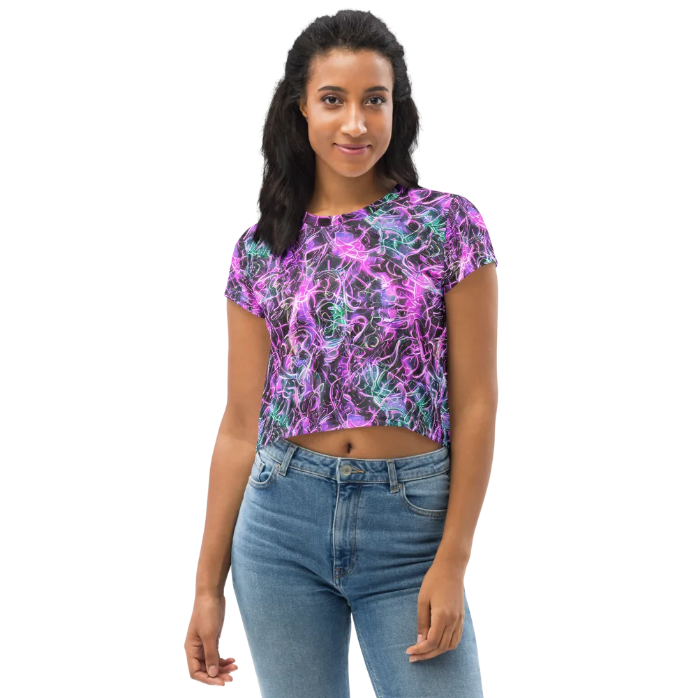 Magenta Maze on Crop Tee — Front