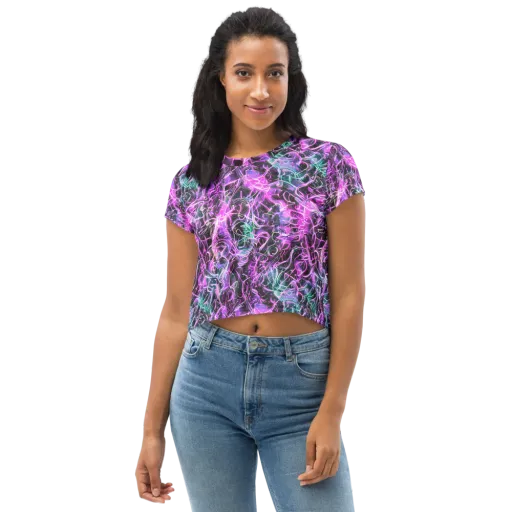 Magenta Maze on a Crop Tee