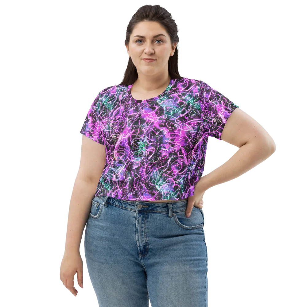 Magenta Maze on Crop Tee — Front
