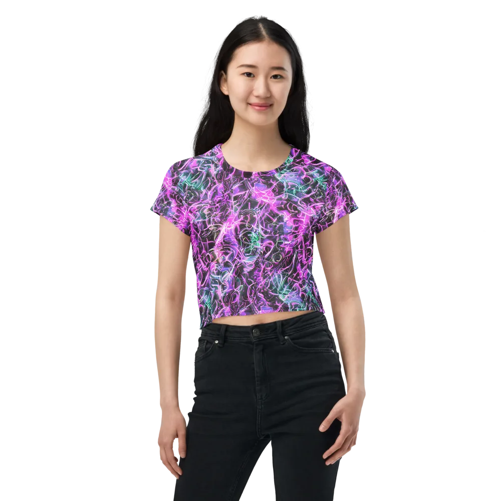 Magenta Maze on Crop Tee — Front