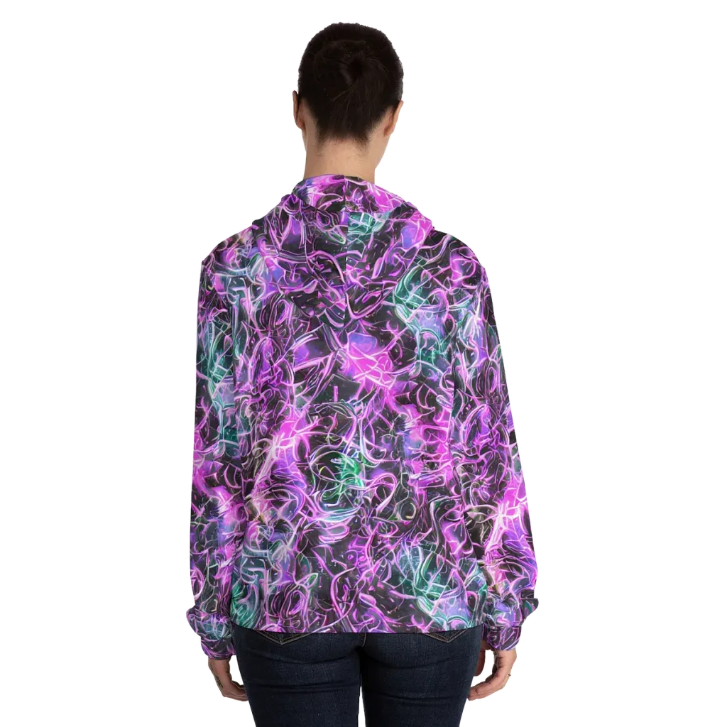 Magenta Maze on Women's Full-Zip Hoodie — Back On Person