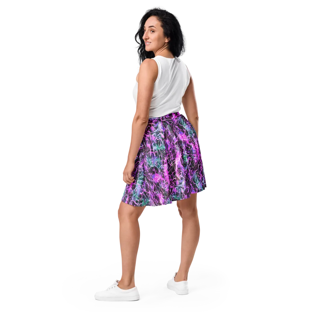 Magenta Maze on Skater Skirt — Back