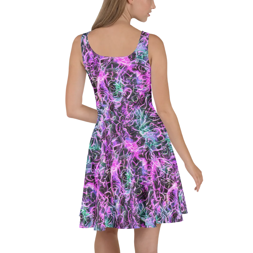 Magenta Maze on Skater Dress — Back