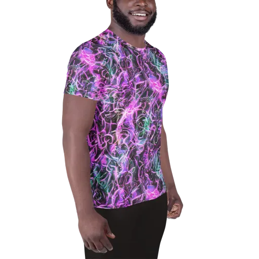 Magenta Maze on a Men's Athletic T-Shirt