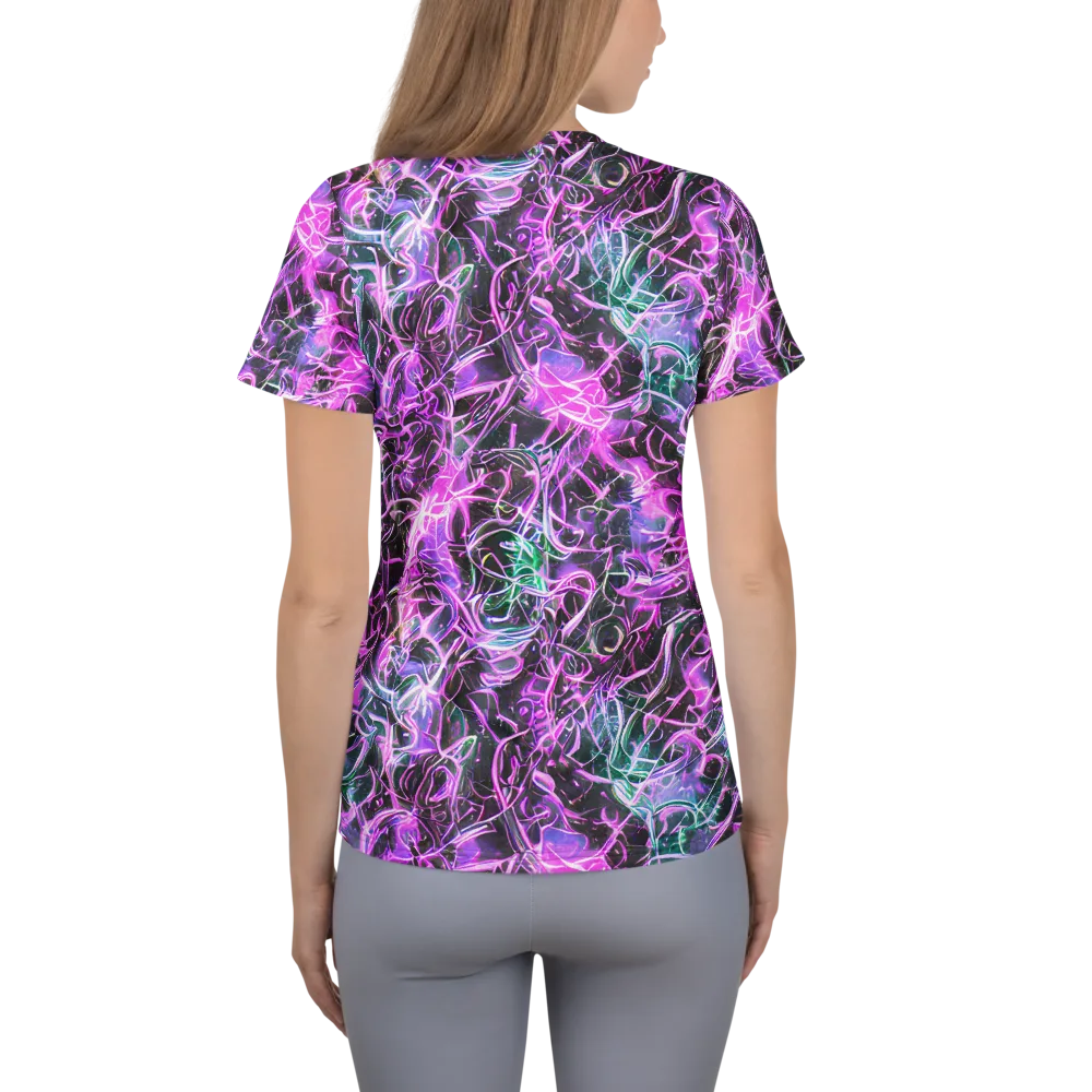 Magenta Maze on Women's Athletic T-Shirt — Back