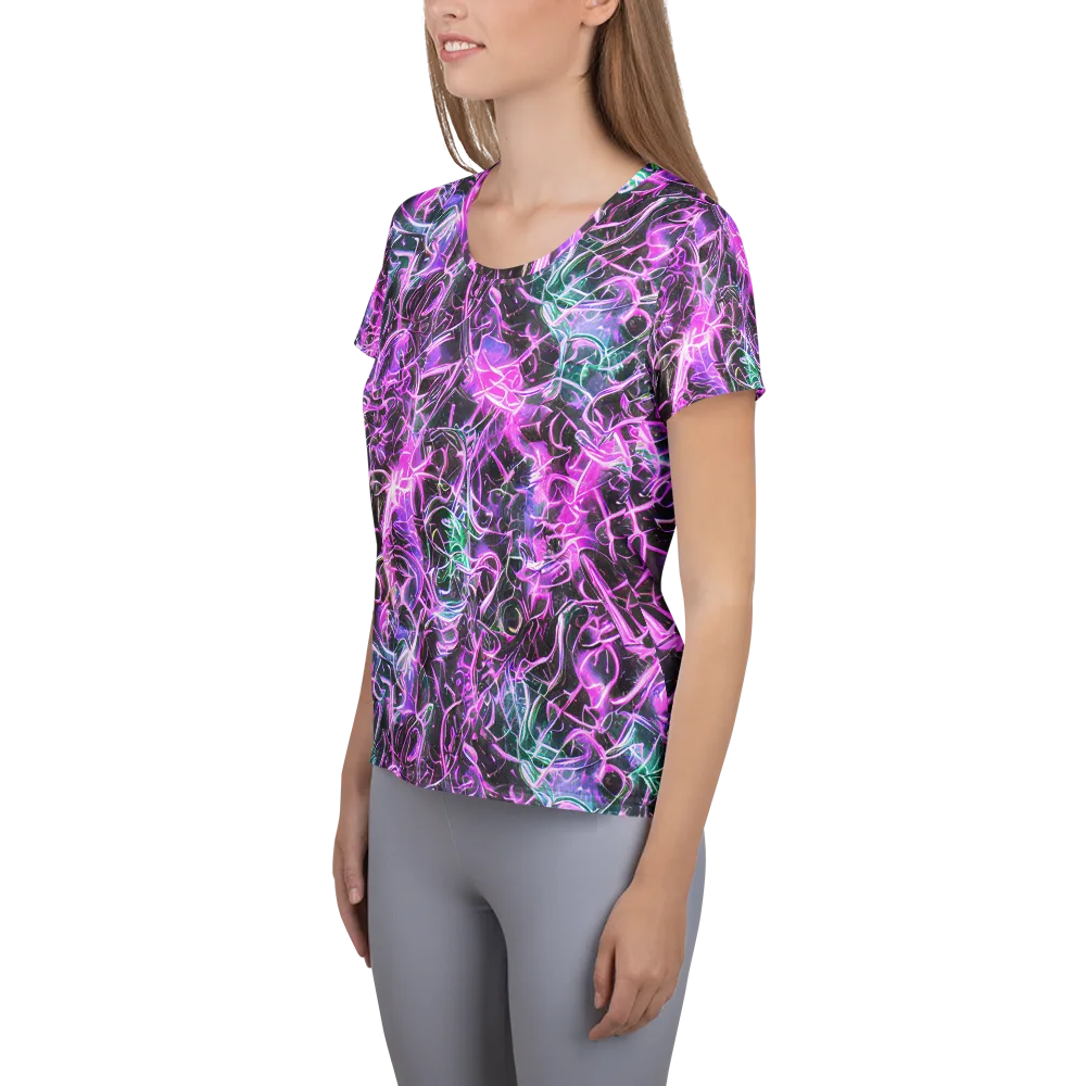 Magenta Maze on Women's Athletic T-Shirt — Left