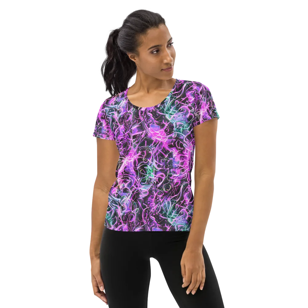 Magenta Maze on Women's Athletic T-Shirt — Front
