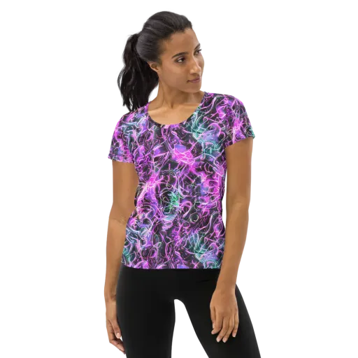 Magenta Maze on a Women's Athletic T-Shirt