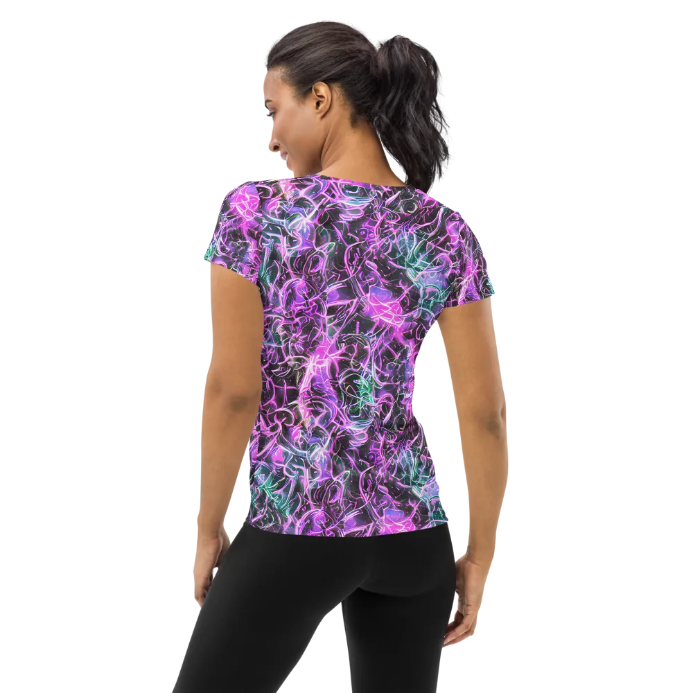 Magenta Maze on Women's Athletic T-Shirt — Back