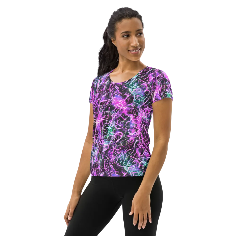 Magenta Maze on Women's Athletic T-Shirt — Left
