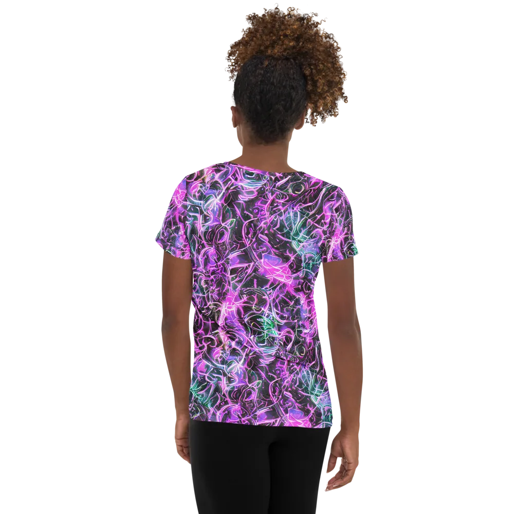 Magenta Maze on Women's Athletic T-Shirt — Back