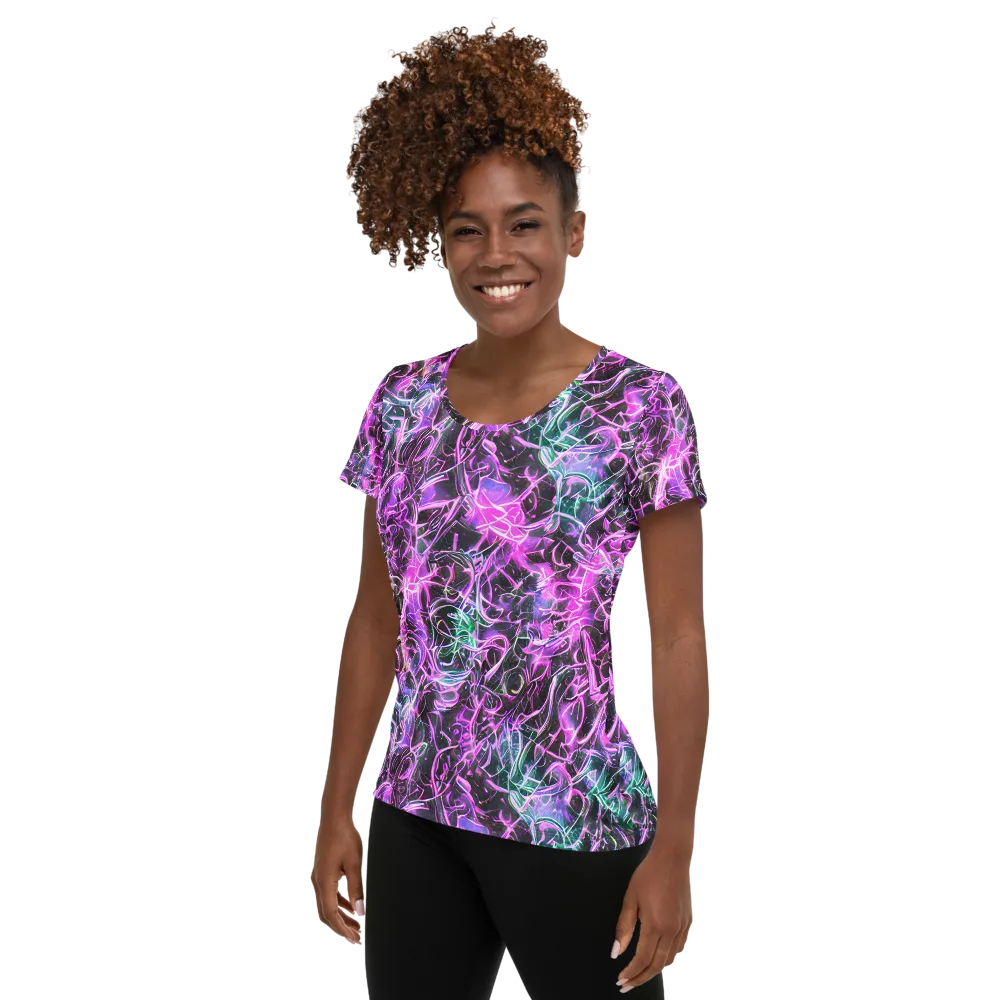 Magenta Maze on Women's Athletic T-Shirt — Left