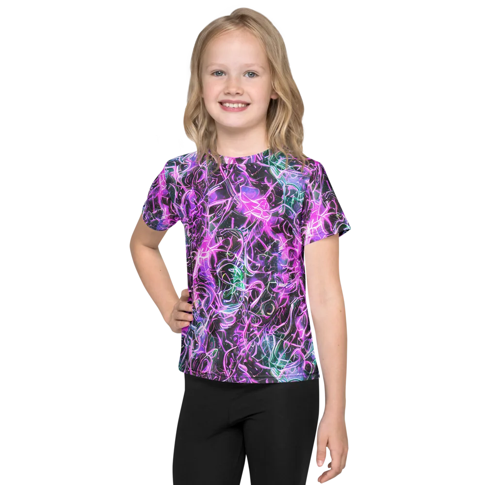 Magenta Maze on Kids Crew Neck T-Shirt — Front