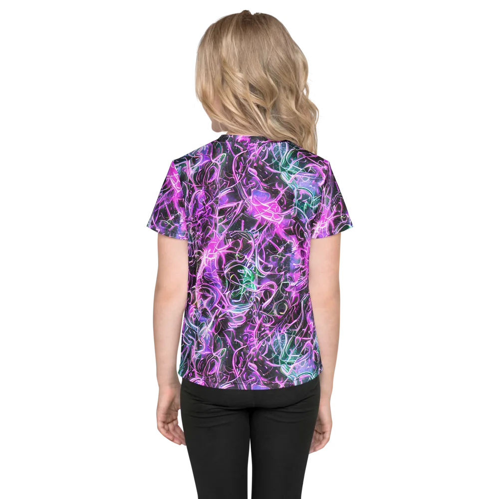 Magenta Maze on Kids Crew Neck T-Shirt — Back