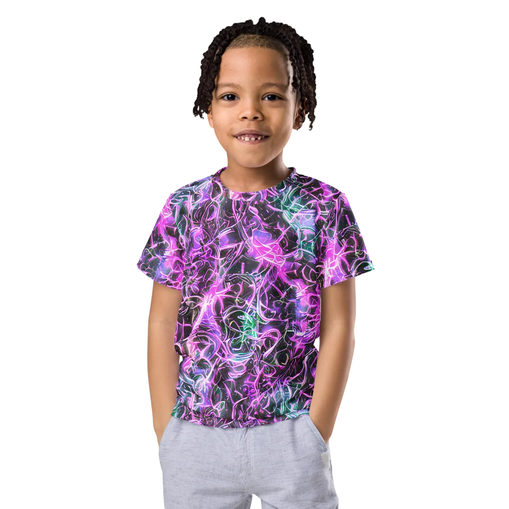 Magenta Maze on Kids Crew Neck T-Shirt — Front