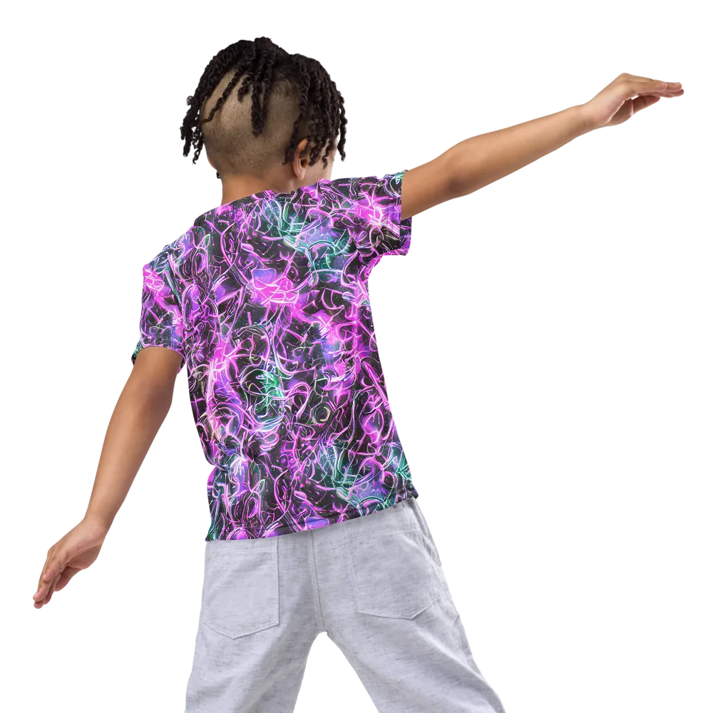 Magenta Maze on Kids Crew Neck T-Shirt — Back