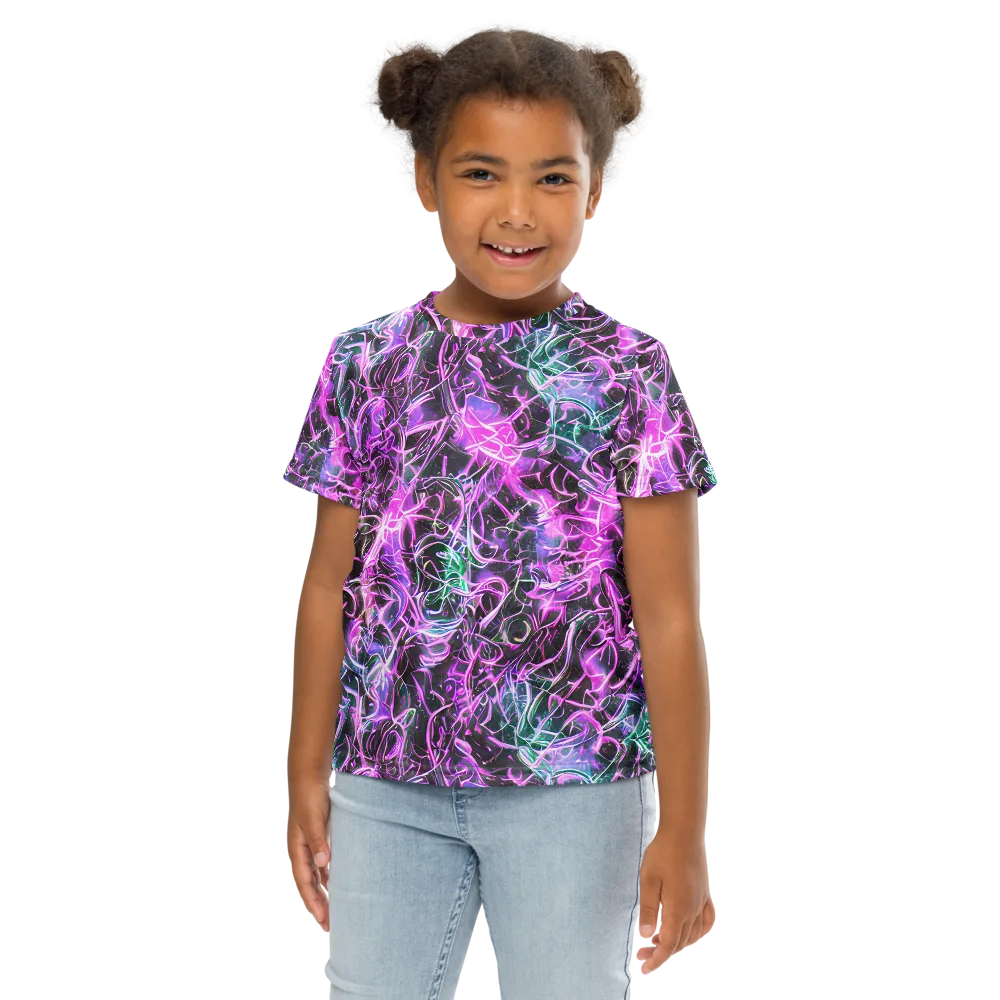 Magenta Maze on Kids Crew Neck T-Shirt — Front