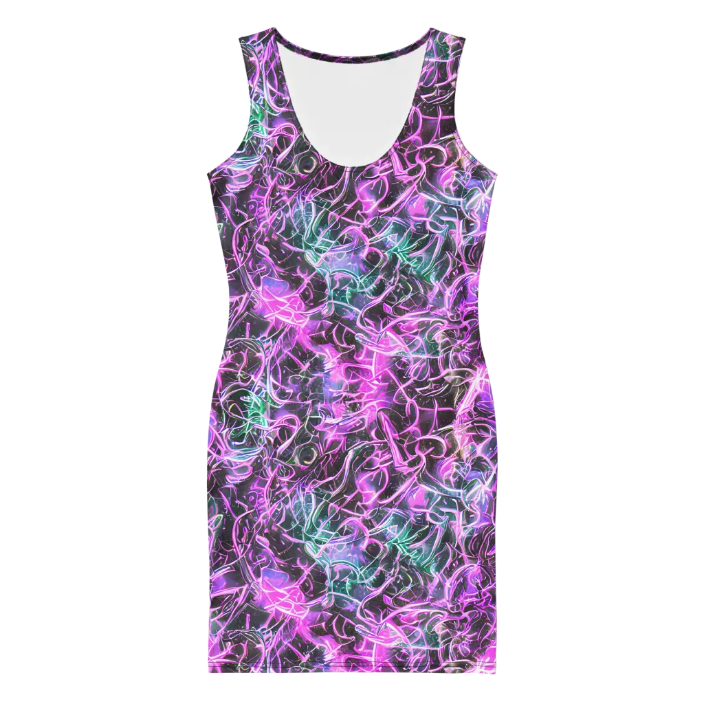 Magenta Maze on Bodycon Dress — Front
