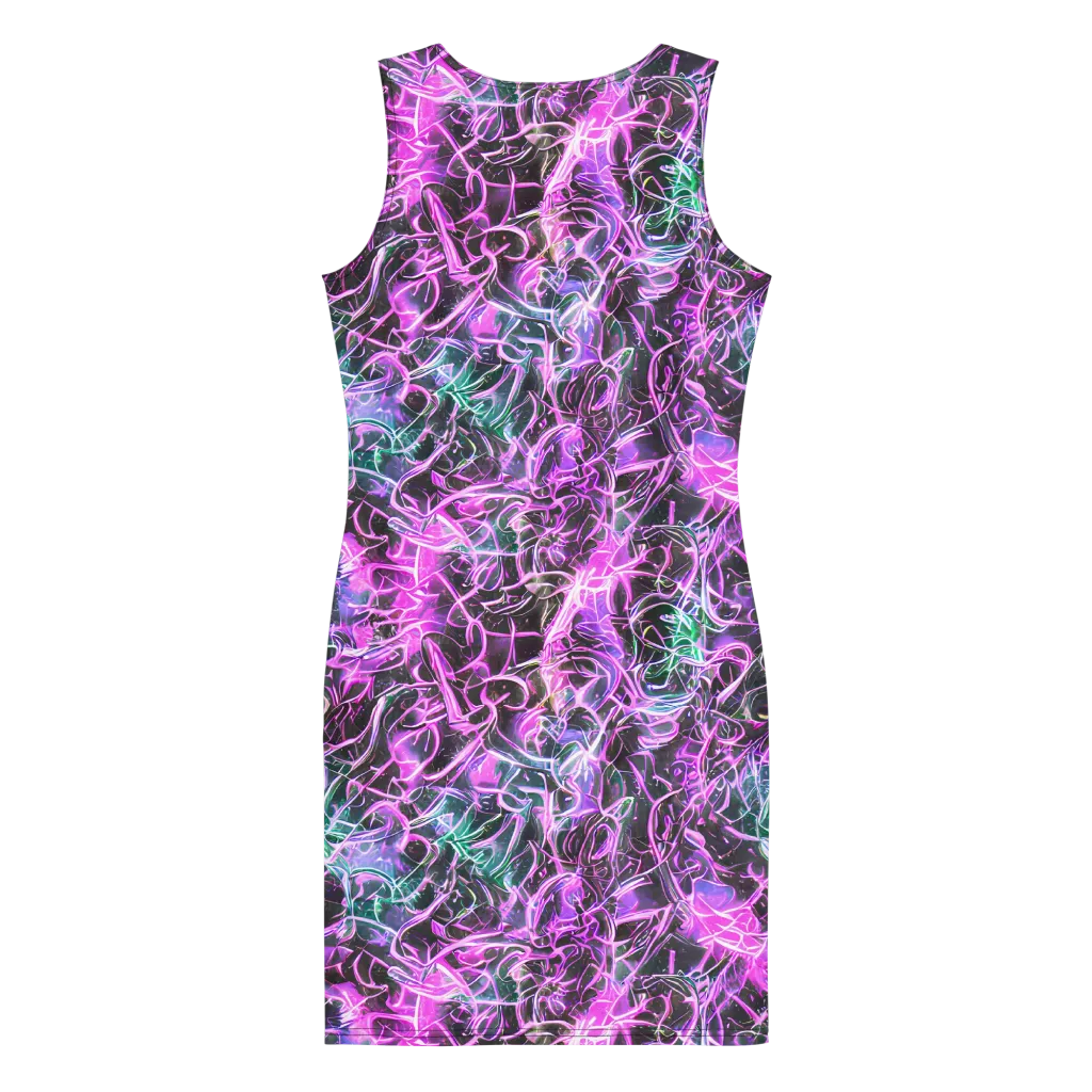 Magenta Maze on Bodycon Dress — Back