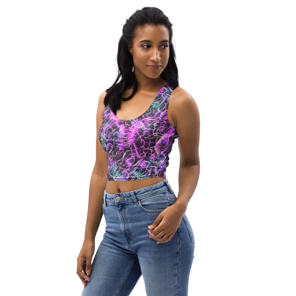 Magenta Maze on Crop Top — Left Front