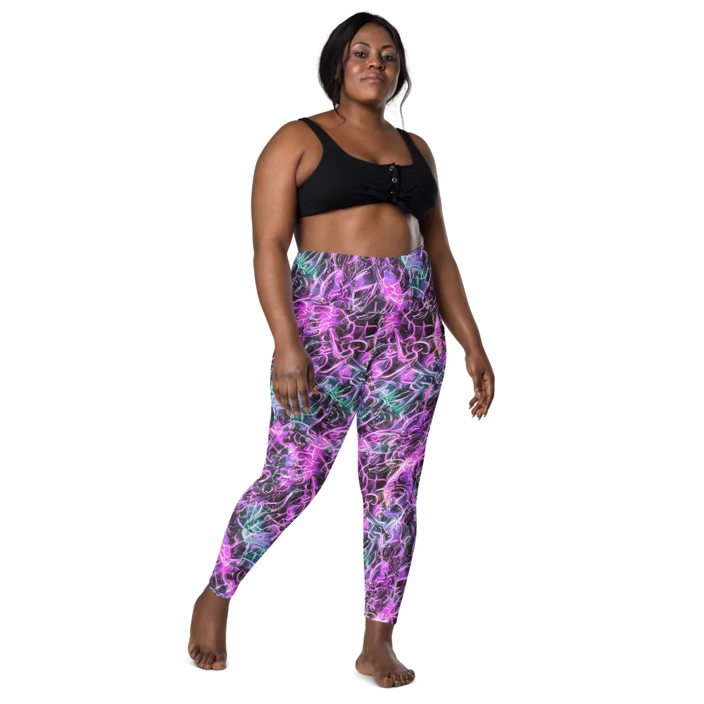 Magenta Maze on Leggings with Pockets — Front