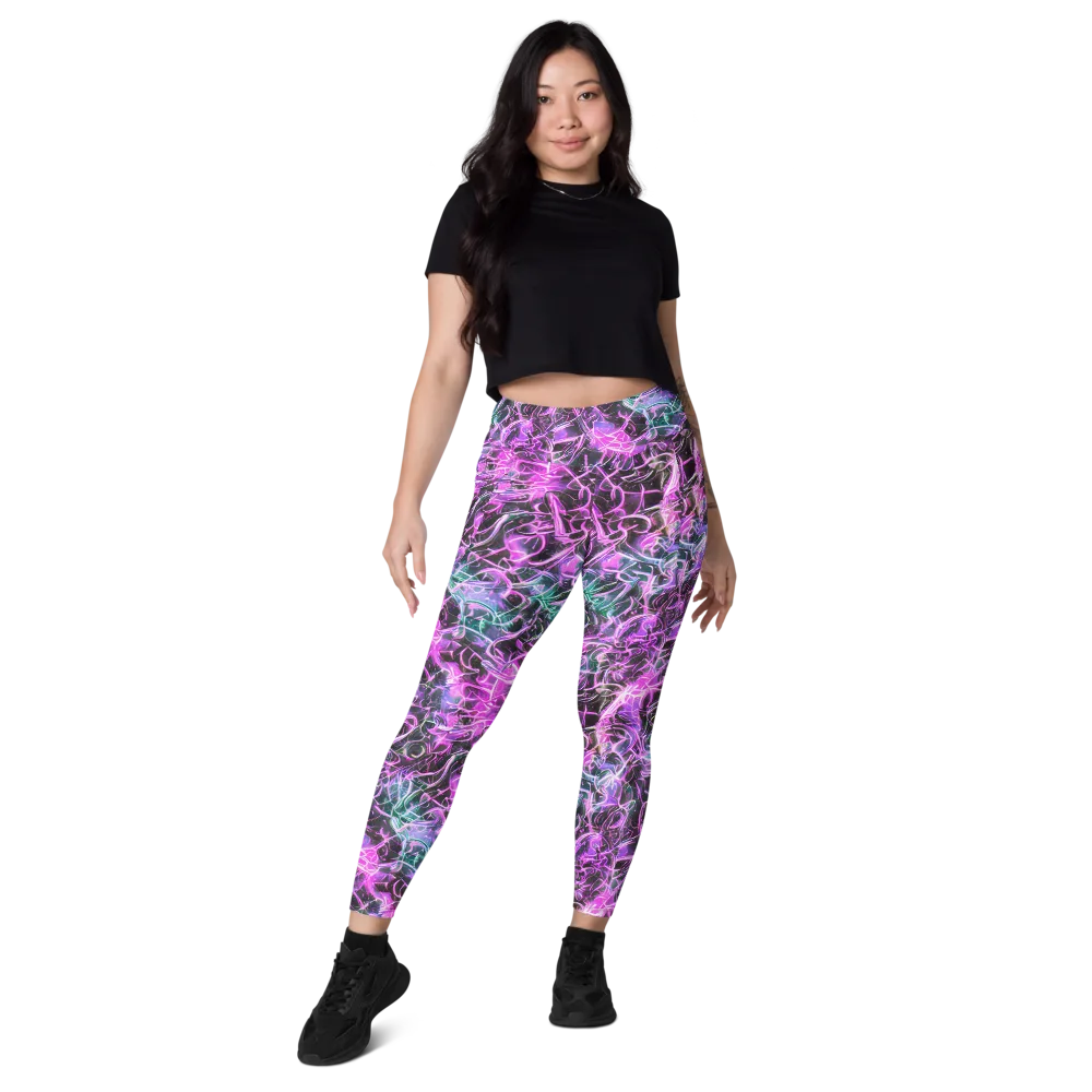 Magenta Maze on Leggings with Pockets — Front