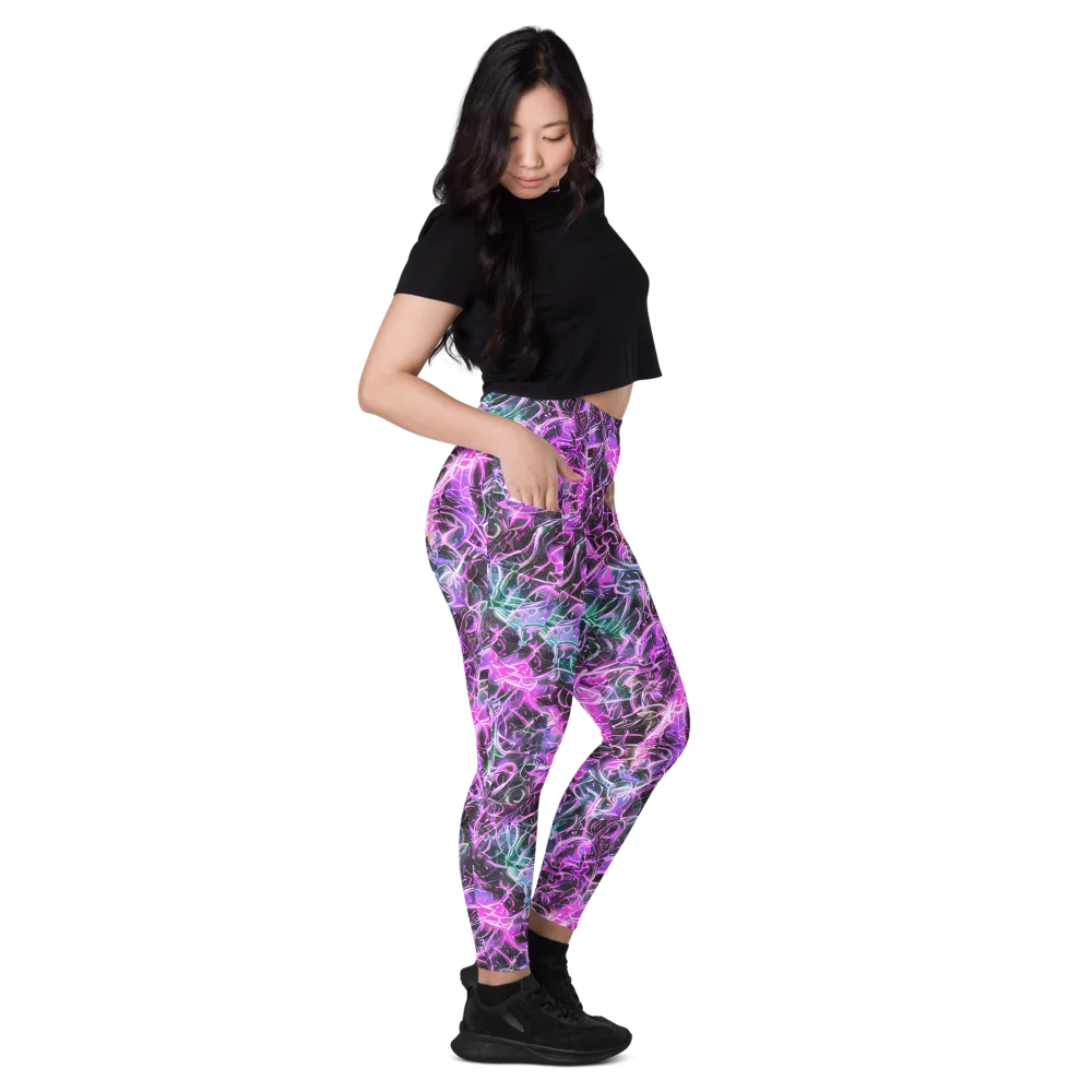 Magenta Maze on Leggings with Pockets — Right
