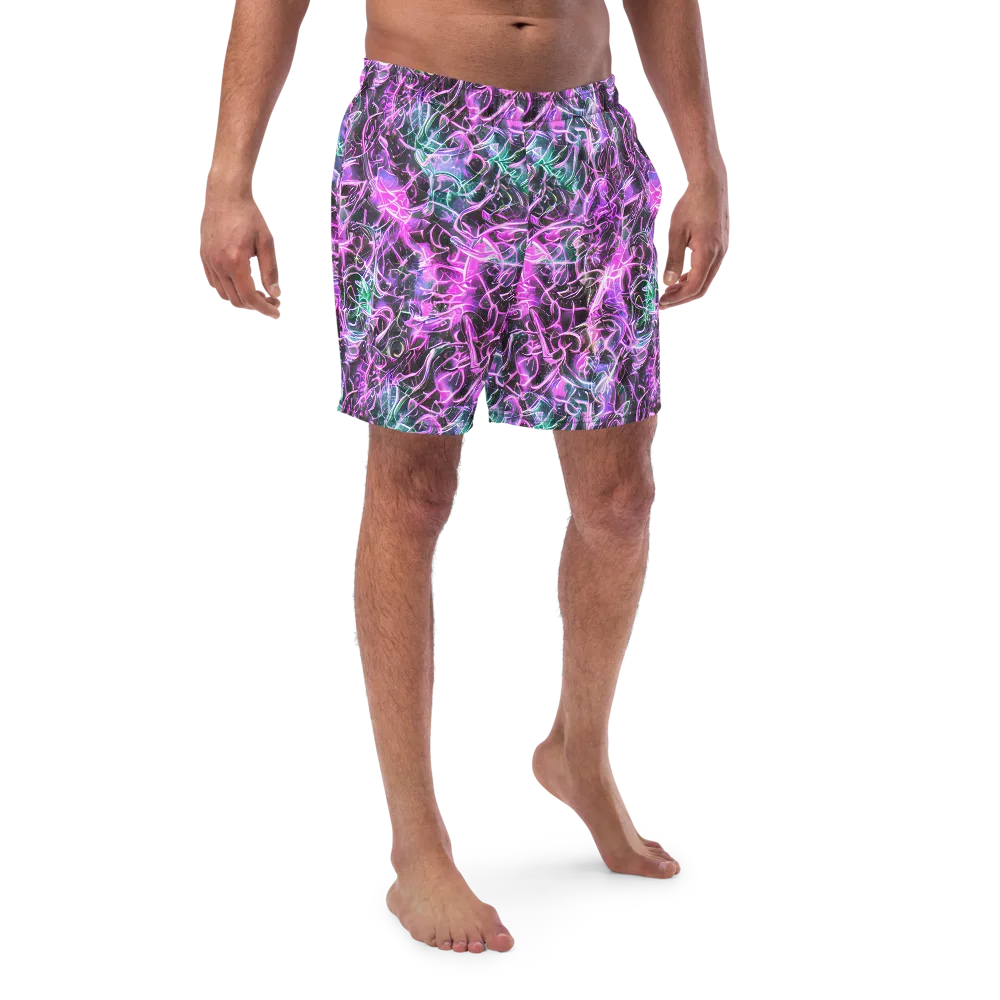 Magenta Maze on Swim Trunks — Front