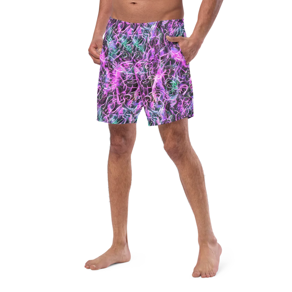 Magenta Maze on Swim Trunks — Left Front