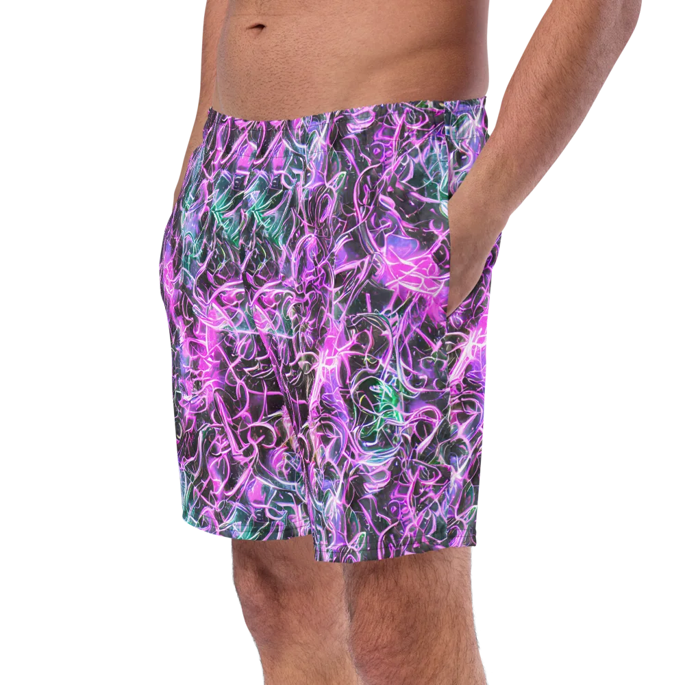 Magenta Maze on Swim Trunks — Left Front
