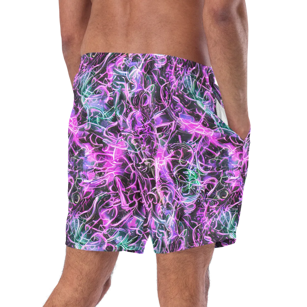 Magenta Maze on Swim Trunks — Right Back