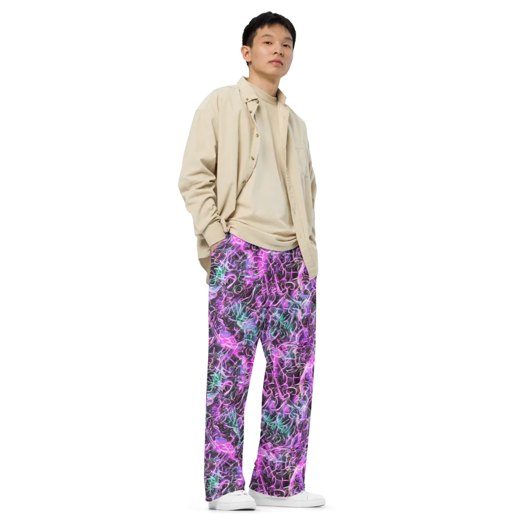 Magenta Maze on Wide-Leg Pants — Right Front