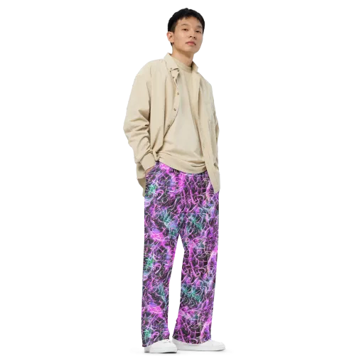 Magenta Maze on a Wide-Leg Pants
