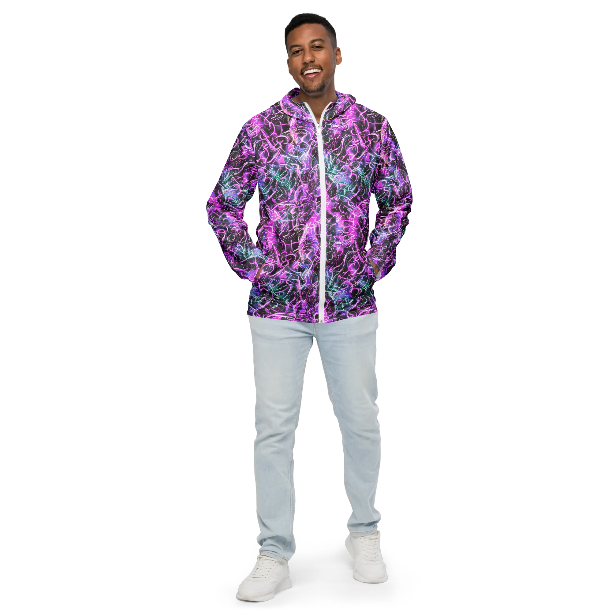 Magenta Maze on Men's Windbreaker — Front