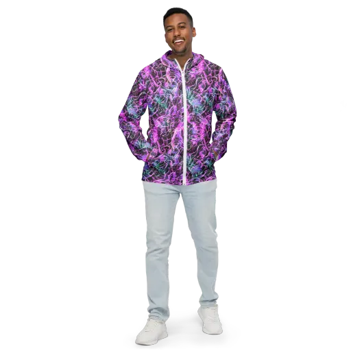 Magenta Maze on a Men's Windbreaker