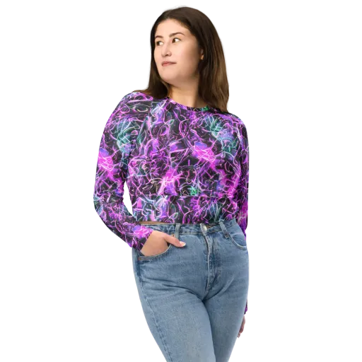 Magenta Maze on a Long Sleeve Crop Top