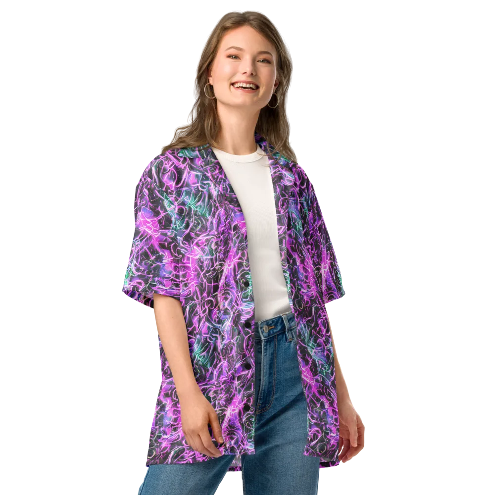 Magenta Maze on Button Shirt — Front