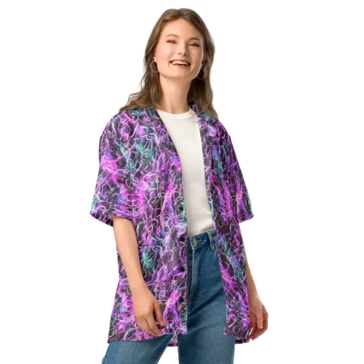 Magenta Maze on a Button Shirt